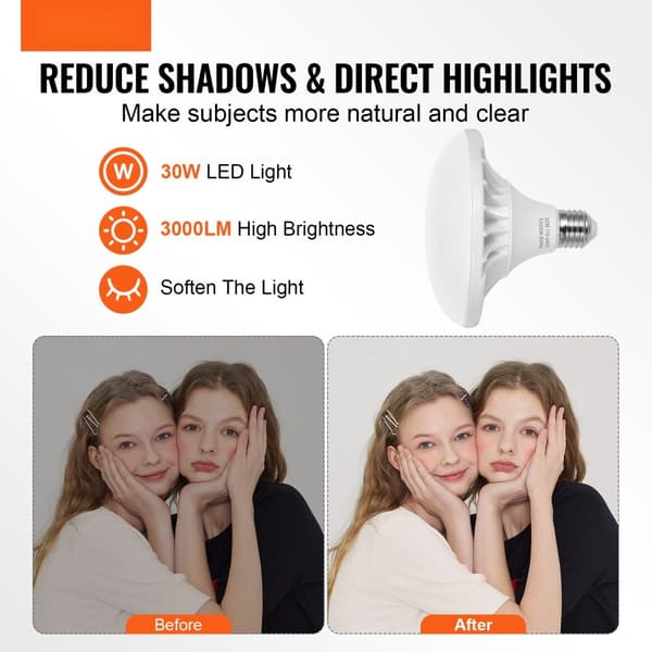 Softbox-belysningskit 24x24 tum, 30W LED-lampor, justerbart stativ för professionell fotografering och videoproduktion, 5500K