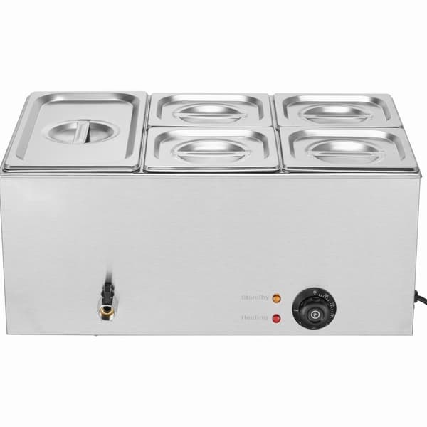 Kommerciel Elektrisk Madvarmer 5-Pande Buffet 14,5L, Bain Marie, Hurtig Opvarmning, Ideel til Arrangementer og Catering.