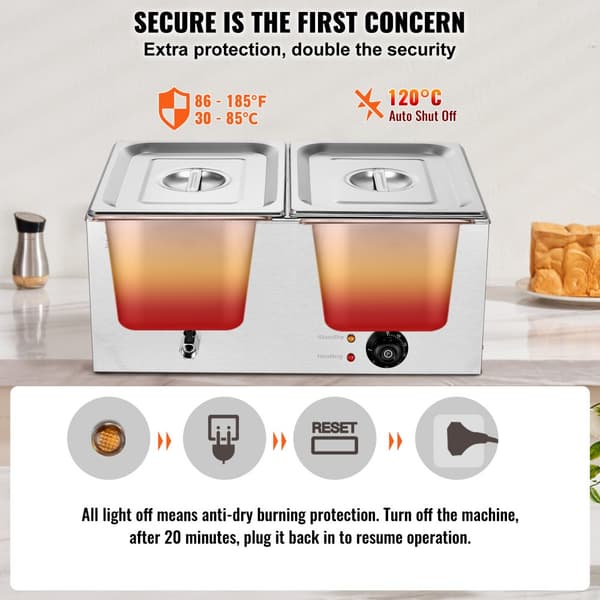 Kommersiell Elektrisk Matvärmare, 2-Panne Bain Marie, Buffé 17L, Energisnål och Hållbar Design, Effektiv Värme