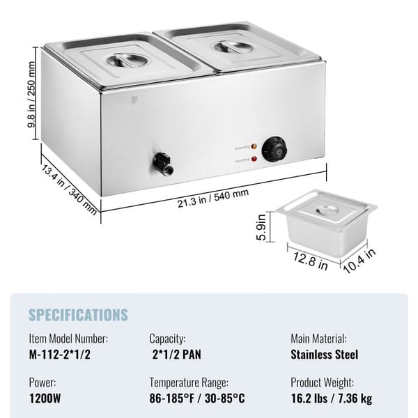 Kommersiell Elektrisk Matvärmare, 2-Panne Bain Marie, Buffé 17L, Energisnål och Hållbar Design, Effektiv Värme