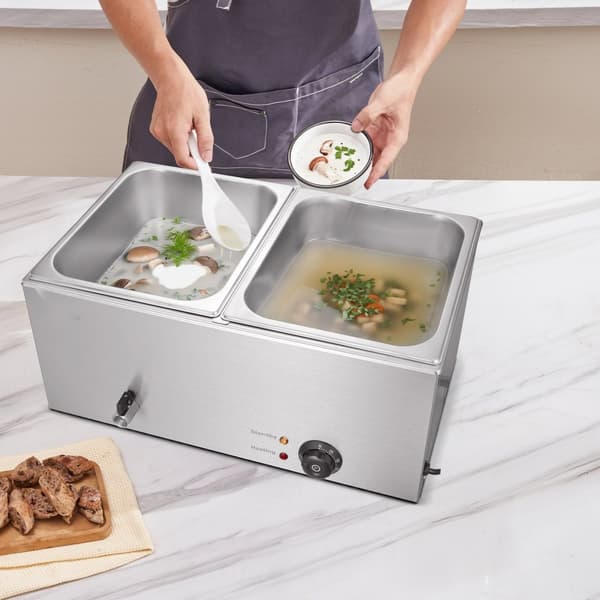 Kommersiell Elektrisk Matvärmare, 2-Panne Bain Marie, Buffé 17L, Energisnål och Hållbar Design, Effektiv Värme