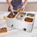 Miniatyrbild 8 av 11: Kommersiell Elektrisk Matvarmare 4-Pan Bänkskiva Buffé 15,5L Bain Marie, Snabb Uppvärmning, Perfekt för Catering och Storkök