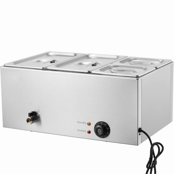 Kommersiell Elektrisk Matvarmare 4-Pan Bänkskiva Buffé 15,5L Bain Marie, Snabb Uppvärmning, Perfekt för Catering och Storkök
