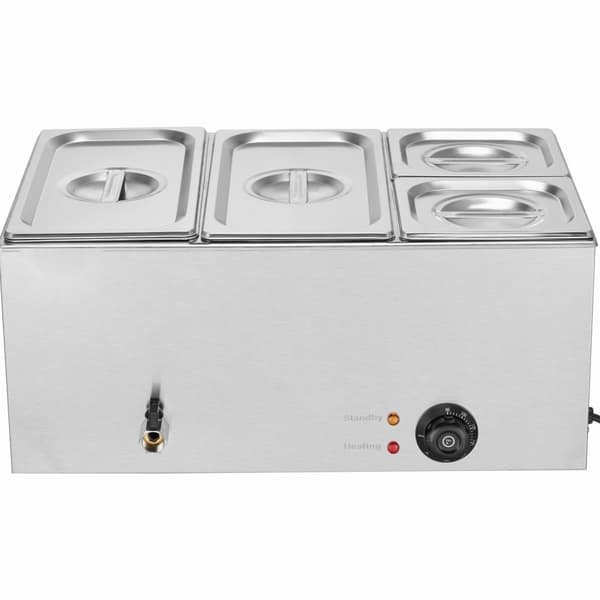Kommersiell Elektrisk Matvarmare 4-Pan Bänkskiva Buffé 15,5L Bain Marie, Snabb Uppvärmning, Perfekt för Catering och Storkök