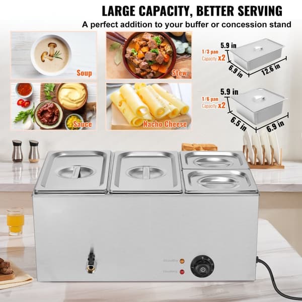 Kommersiell Elektrisk Matvarmare 4-Pan Bänkskiva Buffé 15,5L Bain Marie, Snabb Uppvärmning, Perfekt för Catering och Storkök