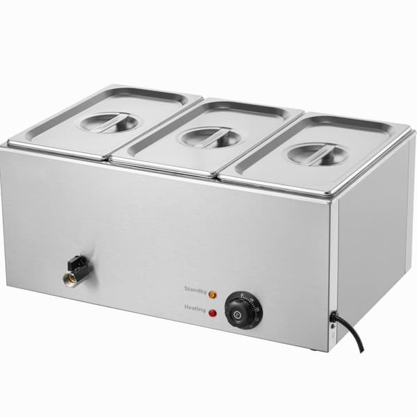Sähköruoanlämmitin, 3-pannuinen pöytämalli, 16,5 litraa, kaupallinen Bain Marie, tehokas ja kompakti ratkaisu keittiöön