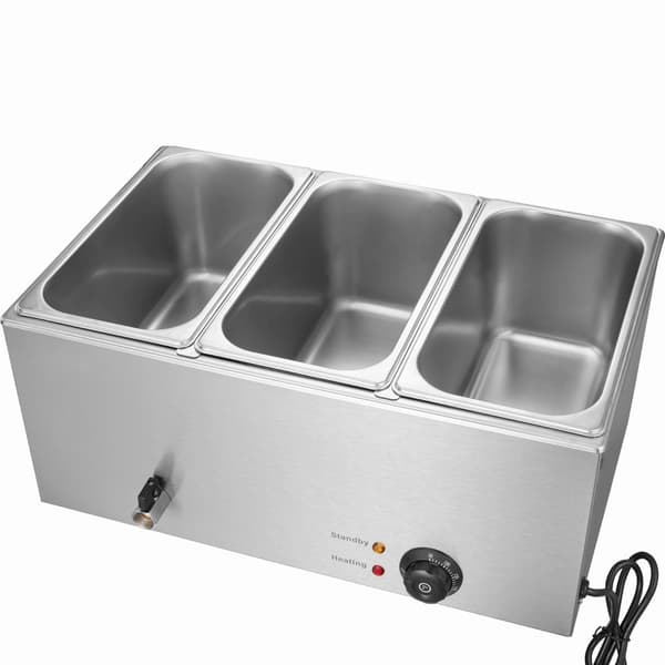 Sähköruoanlämmitin, 3-pannuinen pöytämalli, 16,5 litraa, kaupallinen Bain Marie, tehokas ja kompakti ratkaisu keittiöön