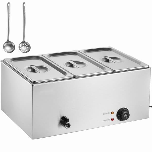 Sähköruoanlämmitin, 3-pannuinen pöytämalli, 16,5 litraa, kaupallinen Bain Marie, tehokas ja kompakti ratkaisu keittiöön