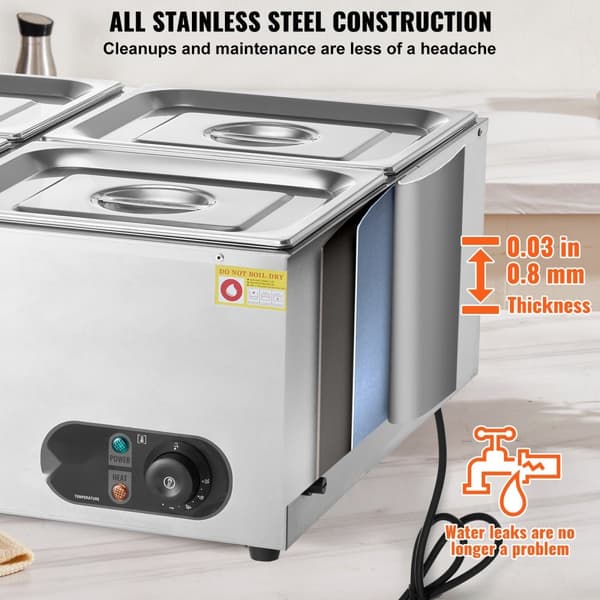 Kommerciel Elektrisk Madvarmer, Bordplade Buffet, 4*8Qt Pande Bain Marie, hurtig opvarmning, hold varm, ideel til arrangementer.