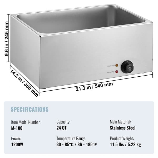 Kaupallinen 18L 1200W Bain Marie, pöytätason sähköruoanlämmitin, tehokas ja kompakti, täydellinen ravintolakäyttöön