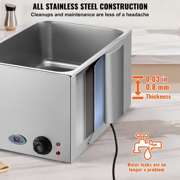 Bänkmodell Elektrisk Matvärmare, 18L, 1200W, Buffet Bain Marie, justerbar temperaturkontroll, snabb uppvärmning, professionell användning