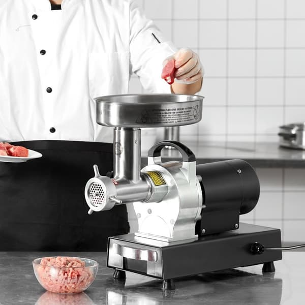 Kommerciel elektrisk kødkværn 6 Lbs/Min, Pølsestopper, kraftfuld køkkenapparat, hurtig og effektiv hakning.