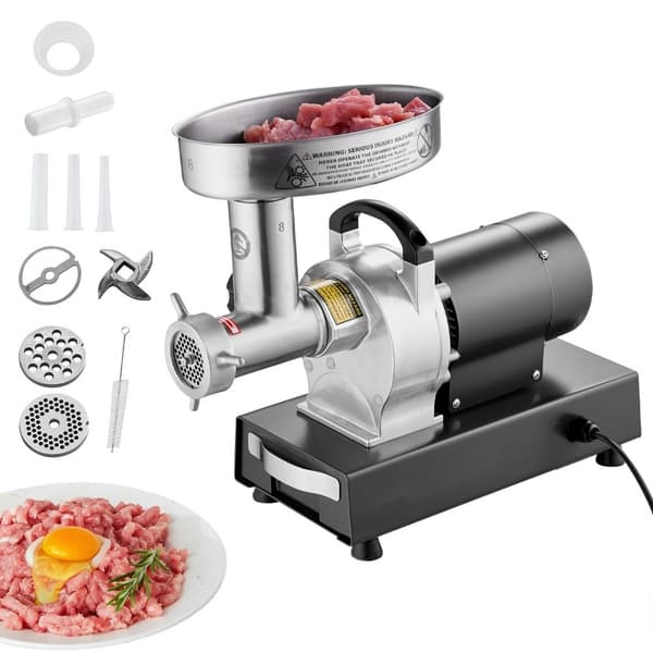 Kommerciel elektrisk kødkværn 6 Lbs/Min, Pølsestopper, kraftfuld køkkenapparat, hurtig og effektiv hakning.