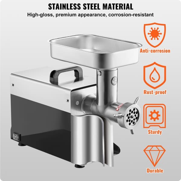 Kommerciel elektrisk kødkværn 5 Lbs/min, pølsestopper, køkkenmaskine, effektiv madlavning, robust design.