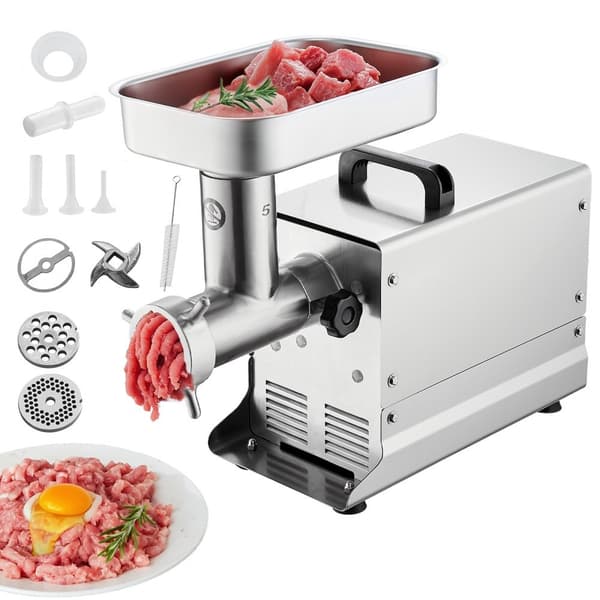 Kommerciel elektrisk kødkværn 5 Lbs/min, pølsestopper, køkkenmaskine, effektiv madlavning, robust design.
