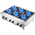 Miniatyrbillede 1 af 11: Kommercielt gaskomfur 6 brændere, bordplade madlavning, høj varme, køkkenudstyr, hurtig opvarmning, energibesparende.