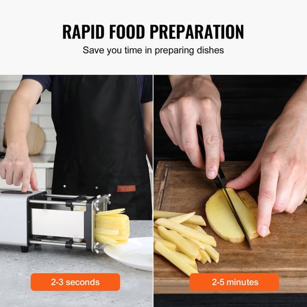 Elektrisk pommes fritesskärare, potatisskärare i rostfritt stål, hållbar design, snabb och effektiv, perfekt för hemmet och professionell användning