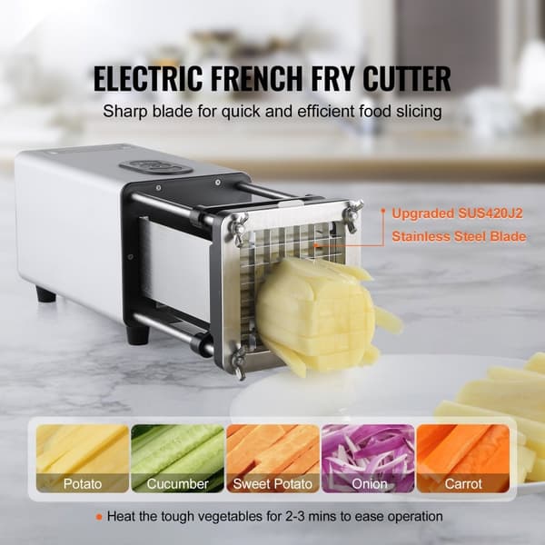 Elektrisk pommes fritesskärare, potatisskärare i rostfritt stål, hållbar design, snabb och effektiv, perfekt för hemmet och professionell användning