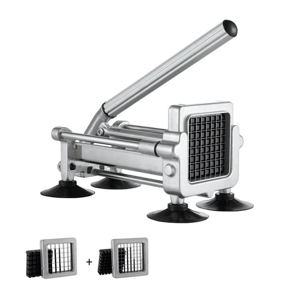 Pommes Frites Cutter i Rostfritt Stål, Potatisskärare med 2 Blad, Effektiv Grönsaksskärare för Enkel Matlagning
