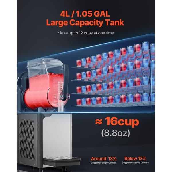 4L kommerciel slushy-maskine til margarita, smoothie og frosne drikke, hurtig frysefunktion, ideel til fest og café.