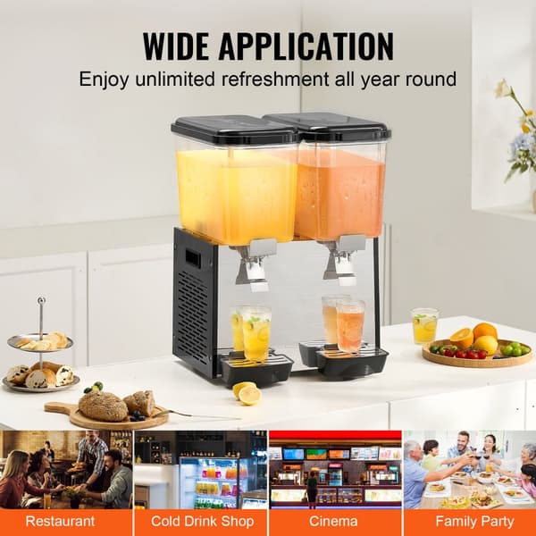 Kommerciel drikkevaredispenser 18L x 2 tanke, kold juice og isdrik dispenser, hold dine drikke kolde og forfriskende.