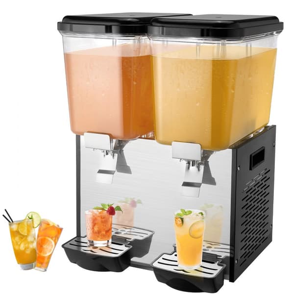 Kommerciel drikkevaredispenser 18L x 2 tanke, kold juice og isdrik dispenser, hold dine drikke kolde og forfriskende.