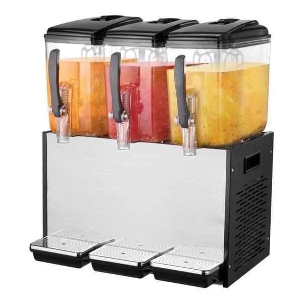Kommerciel drikkevaredispenser 12L x 3 tanke, kold juice og isdrik, hurtig servering, ideel til café og fest.