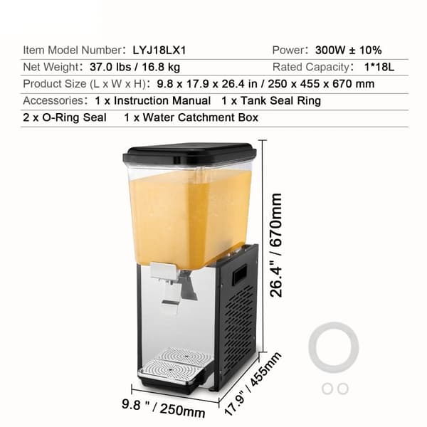 Kommersiell Dryckesdispenser 18L, Kall Juice Dispenser för Fest, Hög Kapacitet, Perfekt för Event, Enkel Användning, Robust Design
