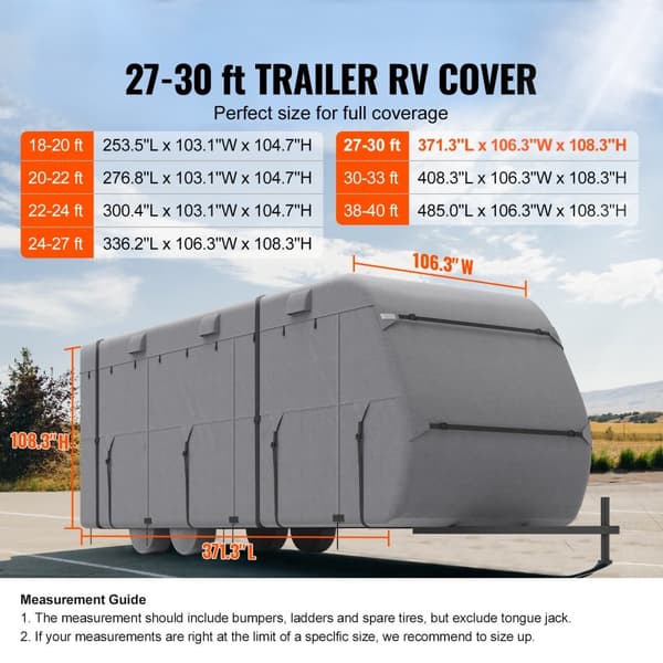 Matkailuauton päällinen, kuitukangas, 27-30 ft luokan A, kestävä ja säänkestävä suoja trailer-matkailulle