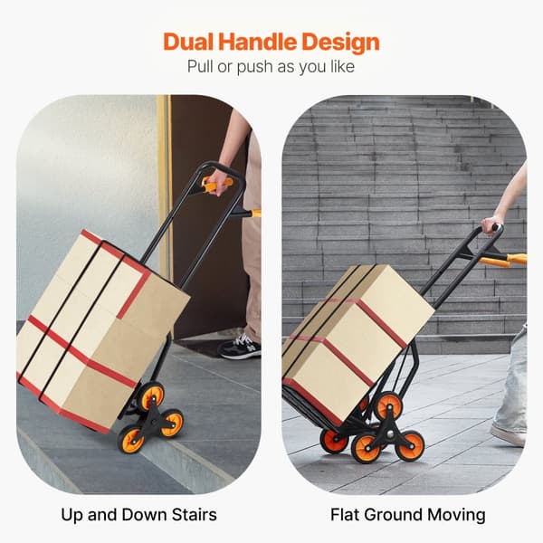 Trappeklatrevogn 440 lbs, sammenklappelig håndlastbil Dolly, 6 hjul, robust design til nem transport og håndtering.