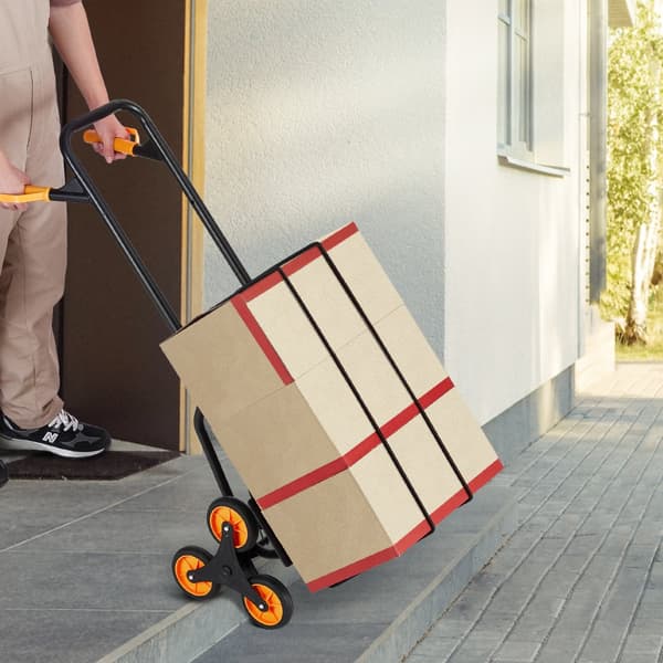 Trappeklatrevogn 440 lbs, sammenklappelig håndlastbil Dolly, 6 hjul, robust design til nem transport og håndtering.