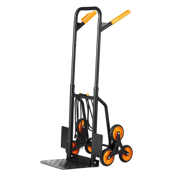 Trappeklatrevogn 440 lbs, sammenklappelig håndlastbil Dolly, 6 hjul, robust design til nem transport og håndtering.