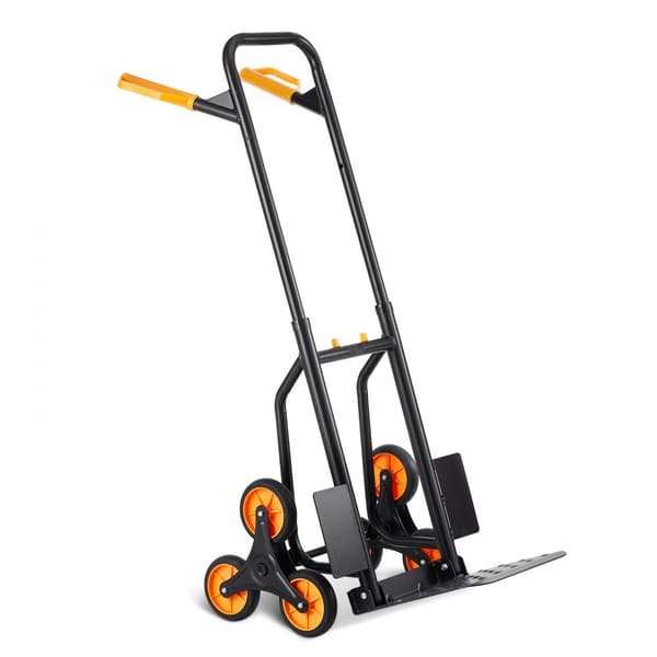 Trappeklatrevogn 440 lbs, sammenklappelig håndlastbil Dolly, 6 hjul, robust design til nem transport og håndtering.