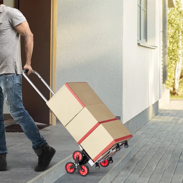 Trappeklatrevogn, kraftig sammenklappelig håndlastbil Dolly, 260 lbs, 10 hjul, let at transportere, perfekt til tunge løft.