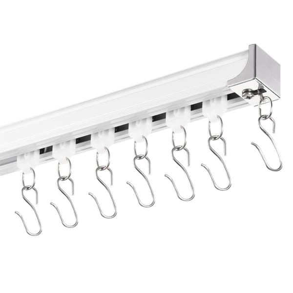 Takgardinskena Set 11,8 FT / 3,6 Meter, Rumsavdelare med Krokar, Vit, Elegant Hemma eller Kontor, Inredning och Avskildhet