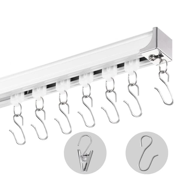 Takgardinskena Set 5,4 Meter – Rumsavdelare med Krokar i Vit, Enkel Installation och Stilren Design, Perfekt för Heminredning