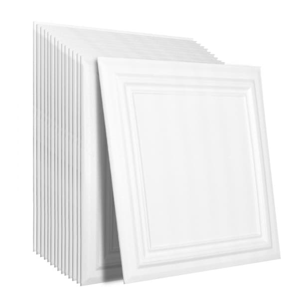 Polystyreeni Kattolaatat 20x20, 16 kpl, Helppo Asennus, Liimapohjainen Kattopaneeli Käyttöön