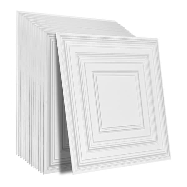Takplattor PVC 12-pack 24x24, ljuddämpande, vit, hållbar, enkel installation, stilren taklösning för ditt hem