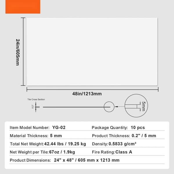 Loftfliser 10-Pak 24x24 PVC-skum, brandklassificeret, glat hvid, ideel til renovering og indretning af værelser.