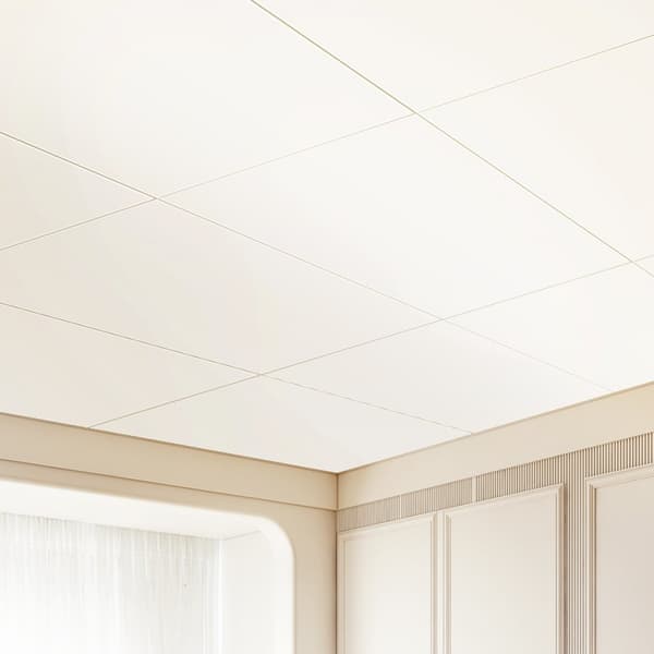 Loftfliser 10-Pak 24x24 PVC-skum, brandklassificeret, glat hvid, ideel til renovering og indretning af værelser.