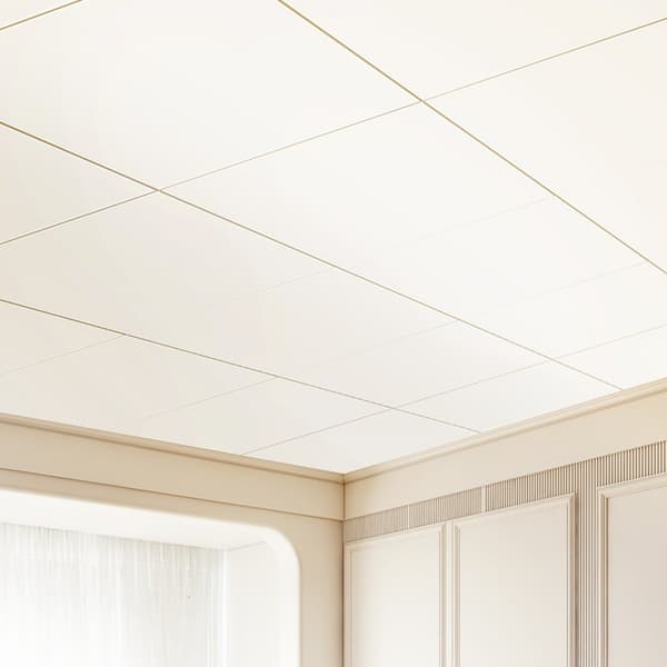 Loftfliser 12-pak, 24x24 cm, PVC-skum, brandklassificeret, glat hvid, ideel til indretning og renovering, nem installation.