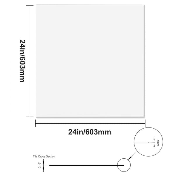 Loftfliser 12-pak, 24x24 cm, PVC-skum, brandklassificeret, glat hvid, ideel til indretning og renovering, nem installation.