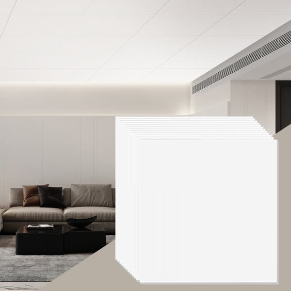 Takplattor 24x24 i PVC-skum, brandklassade, akustiska, släta, 12-pack för ljudabsorption och enkel installation