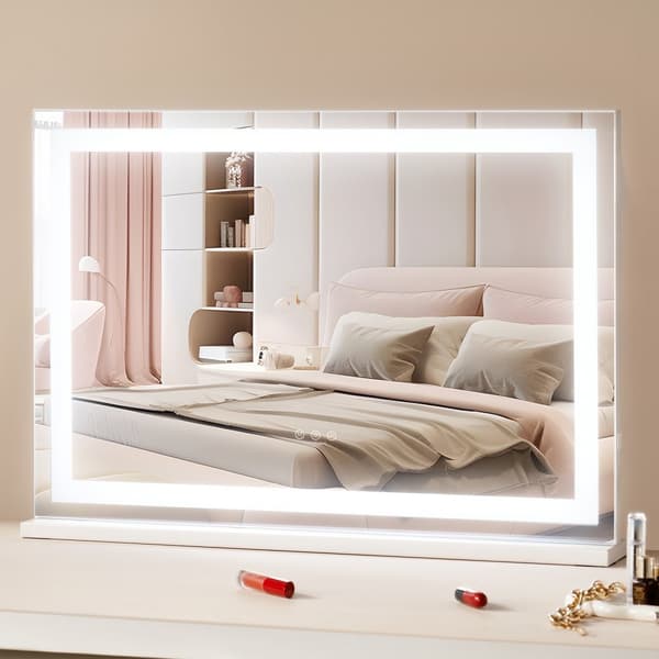 Oplyst Makeup Spejl 3 Farver, USB Desktop & Vægmontering, 31,5x21,7in, Justerbart Lys, Ideel til Makeup & Skønhed.