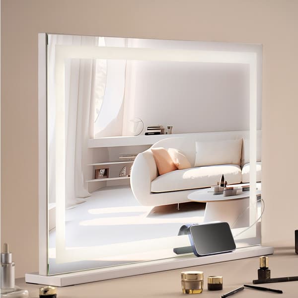 Oplyst Makeup Spejl 3 Farver, USB Desktop & Vægmontering, 31,5x21,7in, Justerbart Lys, Ideel til Makeup & Skønhed.