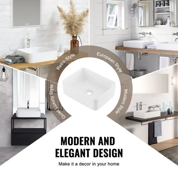 Moderne keramisk 16x12 badeværelsesvask, bordplade, hvid vask, slidstærk, elegant design, nem installation, perfekt til dit badeværelse.