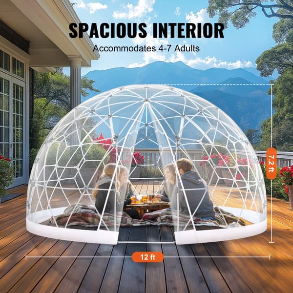 Kupolbubbeltält 12FT, Utomhus Camping, Transparenta Fönster, Hållbart Material, Lätt Montering, Väder- och Vindskydd