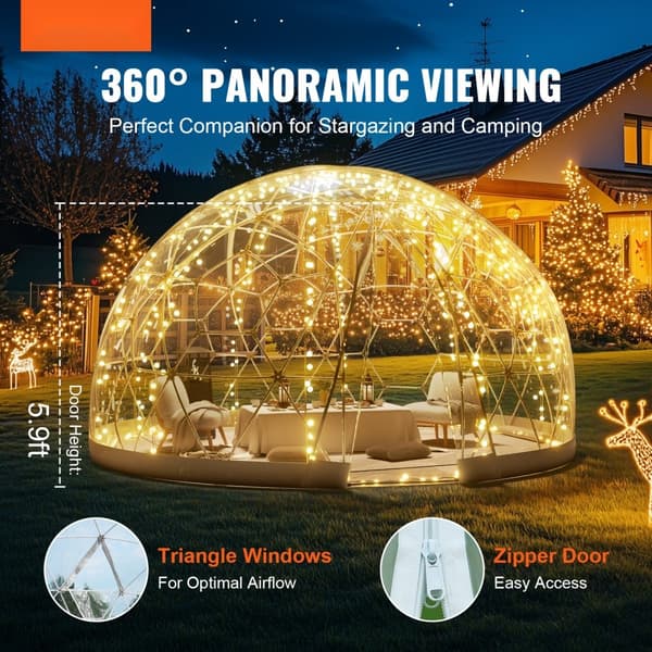 Kupolbubbeltält 12FT, Utomhus Camping, Transparenta Fönster, Hållbart Material, Lätt Montering, Väder- och Vindskydd