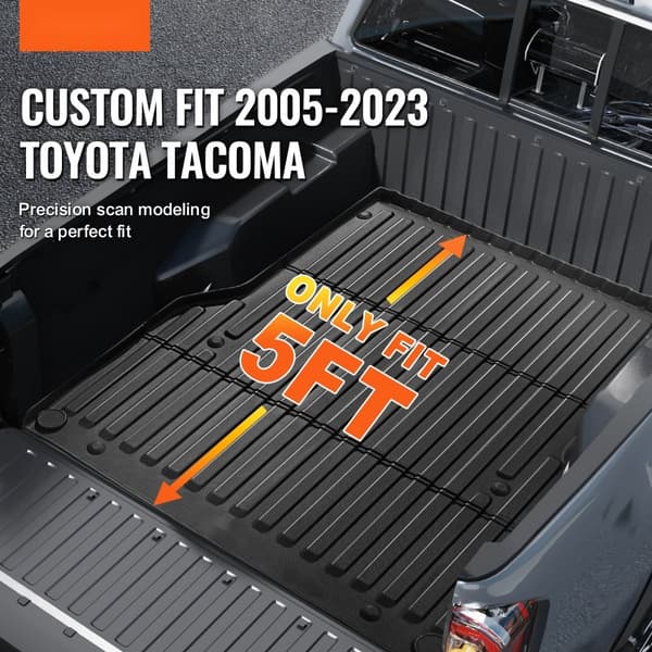 Truck Bed Mat til 2005-2023 Toyota Tacoma, TPE Bedliner Tilbehør, slidstærk beskyttelse, skridsikker design.