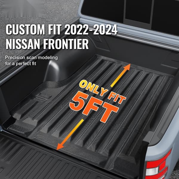 Truck Bed Mat 2022-2024 Nissan Frontier, TPE truckbedliner, slidstærkt tilbehør, skridsikker, vandtæt design.